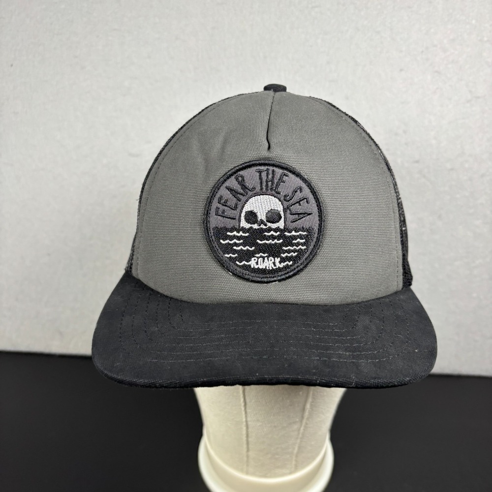 Roark Revival Fear The Sea Trucker Hat Gray Black Skull Mesh Snapback Cap OSFM